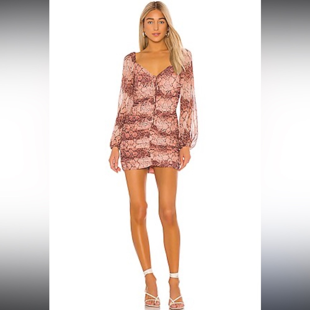 Flynn Skye Mina Mini Slither snake print dress in a pinkish peach color Size S